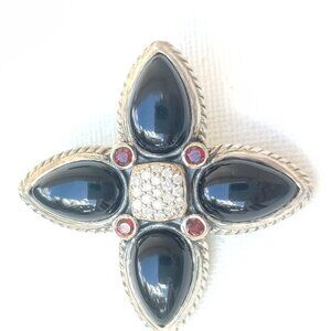 David Yurman Renaissance Vintage Pendant With Diamods and Black Onyx and Ruby's